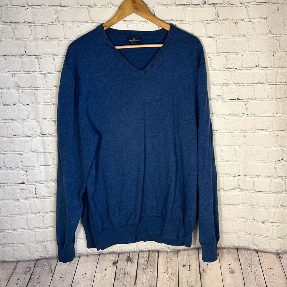 Brooks Brothers Supima Cotton V neck‎ Blue Sweater size XL